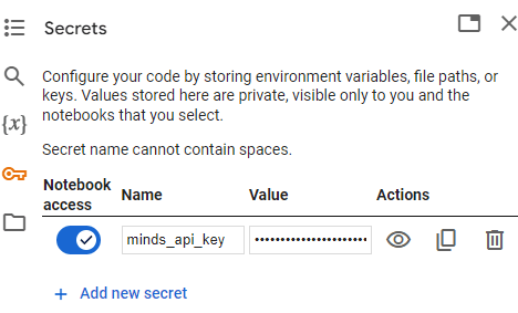 Google Colab - Add Secret